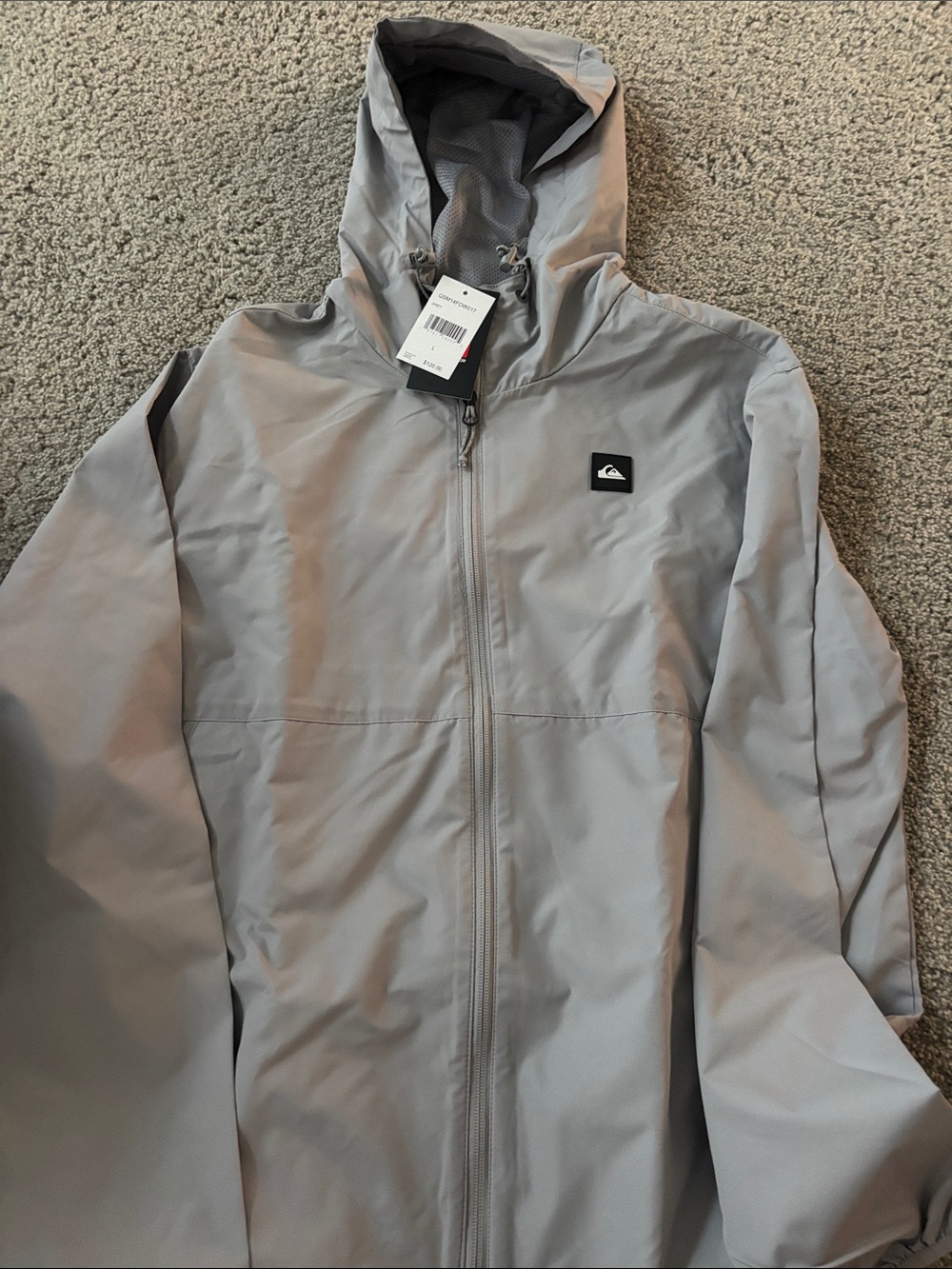 Quiksilver Light Gray Hooded Rain Jacket